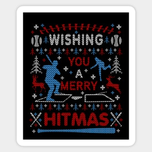 Baseball Ugly Christmas Sweater Party Merry Hitmas Sticker